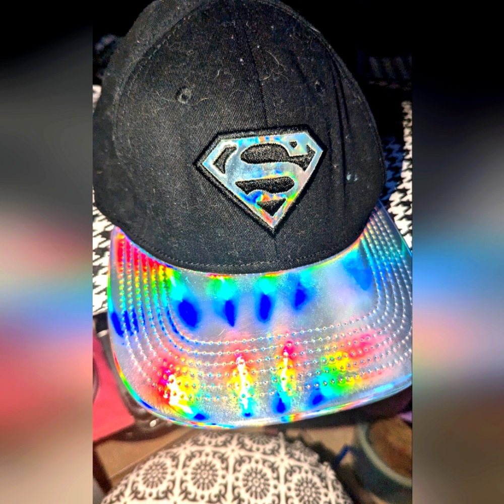 Superman Black Cap with Holographic Brim